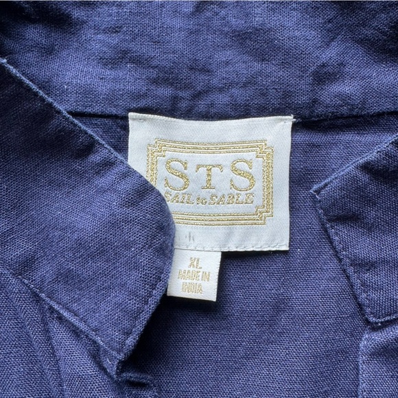 Sail to Sable navy blue Sleeveless linen Button Midi Dress XL - Picture 3 of 10